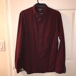 Men’s Large Super Slim Fit Gingham Plaid Shirt